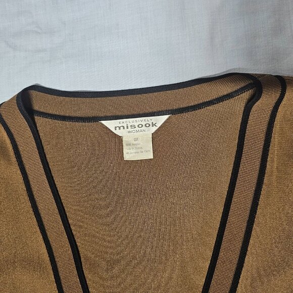 Exclusively Misook Women Open Knit Tailored Jacket Size 2X Brown - Picture 9 of 12